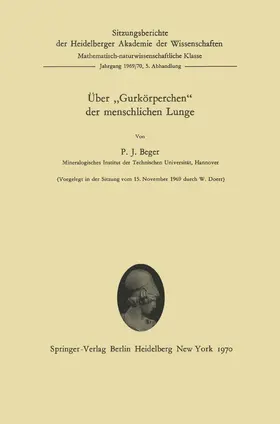 Beger |  Über "Gurkörperchen" der menschlichen Lunge | Buch |  Sack Fachmedien
