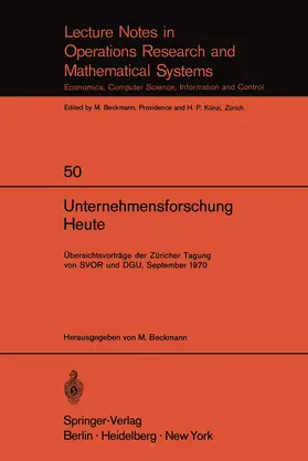 Beckmann |  Unternehmensforschung Heute | Buch |  Sack Fachmedien