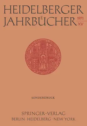 Schipperges |  Heidelberger Jahrbücher | Buch |  Sack Fachmedien