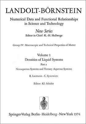 Lacmann / Synowietz |  Nonaqueous Systems and Ternary Aqueous Systems / Nichtwässerige Systeme und ternäre wässerige Systeme | Buch |  Sack Fachmedien