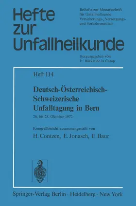Contzen / Baur / Jonasch |  Deutsch-Österreichisch-Schweizerische Unfalltagung in Bern | Buch |  Sack Fachmedien