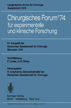 Junghanns |  Chirurgisches Forum '74 | Buch |  Sack Fachmedien