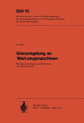 Maier |  Grenzregelung an Werkzeugmaschinen | Buch |  Sack Fachmedien