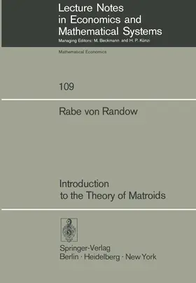 Randow |  Introduction to the Theory of Matroids | Buch |  Sack Fachmedien