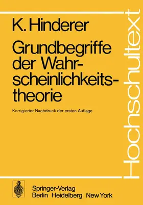 Hinderer |  Grundbegriffe der Wahrscheinlichkeitstheorie | Buch |  Sack Fachmedien