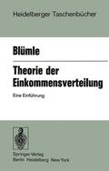 Blümle |  Theorie der Einkommensverteilung | Buch |  Sack Fachmedien