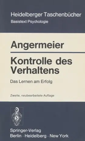 Angermeier | Kontrolle des Verhaltens | Buch | 978-3-540-07575-2 | www.sack.de