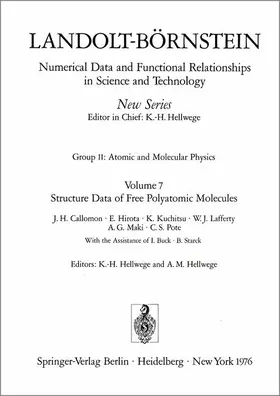 Callomon / Hirota / Kuchitsu |  Structure Data of Free Polyatomic Molecules / Strukturdaten freier mehratomiger Molekeln | Buch |  Sack Fachmedien