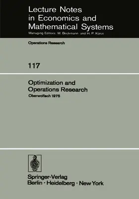 Oettli / Ritter |  Optimization and Operations Research | Buch |  Sack Fachmedien