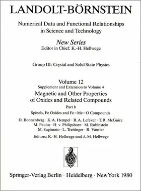 Bonnenberg / Hempel / Lefever |  Spinels, Fe Oxides, and Fe-Me-O Compounds / Spinelle, Fe-Oxide und Fe-Me-O-Verbindungen | Buch |  Sack Fachmedien
