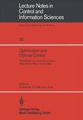 Auslender / Stoer / Oettli |  Optimization and Optimal Control | Buch |  Sack Fachmedien