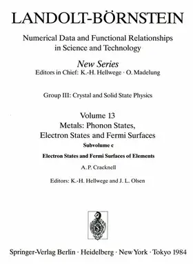 Cracknell |  Electron States and Fermi Surfaces of Elements / Elektronenzustände und Fermiflächen von Elementen | Buch |  Sack Fachmedien