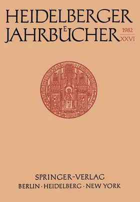 Schipperges |  Heidelberger Jahrbücher | Buch |  Sack Fachmedien
