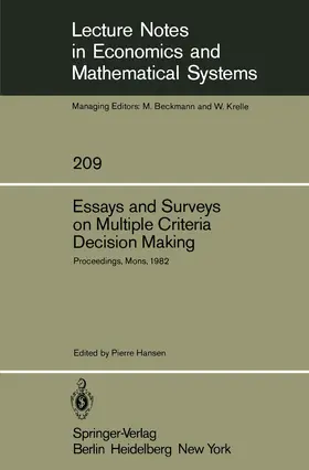 Hansen | Essays and Surveys on Multiple Criteria Decision Making | Buch | 978-3-540-11991-3 | www.sack.de