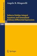 Mingarelli |  Volterra-Stieltjes Integral Equations and Generalized Ordinary Differential Expressions | Buch |  Sack Fachmedien