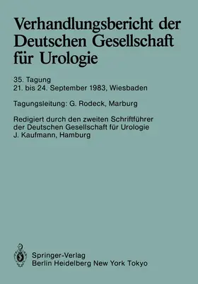 Kaufmann |  Verhandlungsbericht der Deutschen Gesellschaft für Urologie | Buch |  Sack Fachmedien