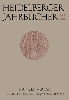 Schipperges |  Heidelberger Jahrbücher | Buch |  Sack Fachmedien