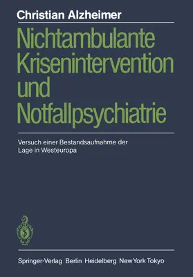 Alzheimer |  Nichtambulante Krisenintervention und Notfallpsychiatrie | Buch |  Sack Fachmedien