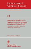 Jantke / Bibel |  Mathematical Methods of Specification and Synthesis of Software Systems '85 | Buch |  Sack Fachmedien