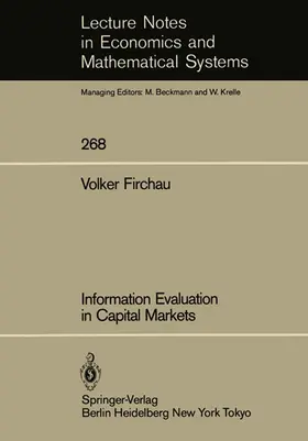 Firchau |  Information Evaluation in Capital Markets | Buch |  Sack Fachmedien