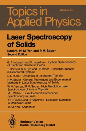 Yen / Selzer |  Laser Spectroscopy of Solids | Buch |  Sack Fachmedien