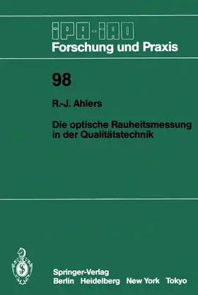Ahlers | Die optische Rauheitsmessung in der Qualitätstechnik | Buch | 978-3-540-17242-0 | www.sack.de