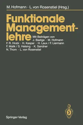 Hofmann / Rosenstiel |  Funktionale Managementlehre | Buch |  Sack Fachmedien