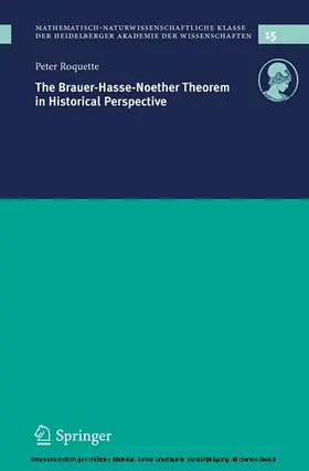 Roquette |  The Brauer-Hasse-Noether Theorem in Historical Perspective | eBook | Sack Fachmedien