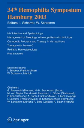Scharrer / Schramm |  34th Hemophilia Symposium Hamburg 2003 | eBook | Sack Fachmedien