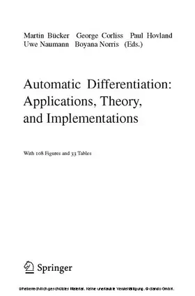 Bücker / Corliss / Hovland |  Automatic Differentiation: Applications, Theory, and Implementations | eBook | Sack Fachmedien