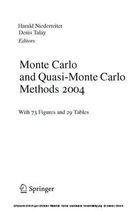 Niederreiter / Talay | Monte Carlo and Quasi-Monte Carlo Methods 2004 | E-Book | sack.de