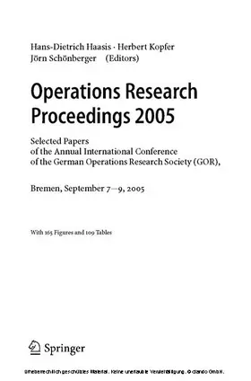 Haasis / Kopfer / Schönberger |  Operations Research Proceedings 2005 | eBook | Sack Fachmedien