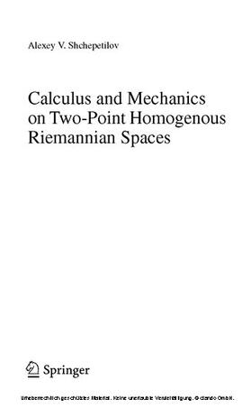 Shchepetilov | Calculus and Mechanics on Two-Point Homogenous Riemannian Spaces | E-Book | sack.de