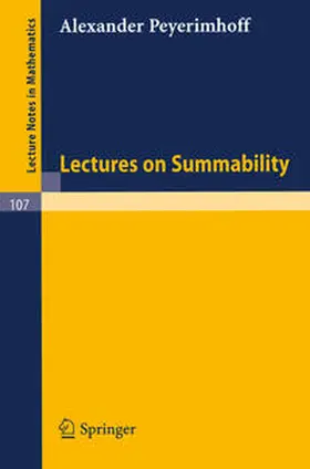 Peyerimhoff |  Lectures on Summability | eBook | Sack Fachmedien