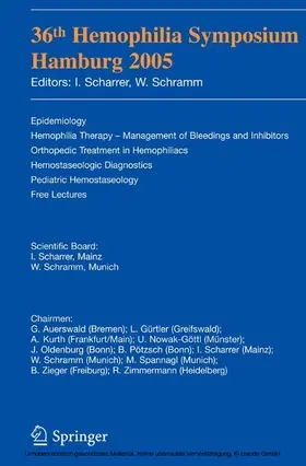 Auerswald / Scharrer / Kurth |  36th Hemophilia Symposium Hamburg 2005 | eBook | Sack Fachmedien