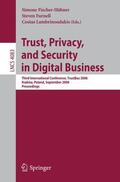 Fischer-Hübner / Lambrinoudakis / Furnell |  Trust and Privacy in Digital Business | Buch |  Sack Fachmedien
