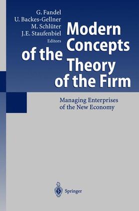 Schlüter / Fandel / Backes-Gellner |  Modern Concepts of the Theory of the Firm | Buch |  Sack Fachmedien