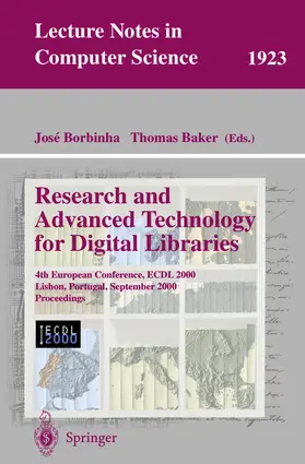 Borbinha / Baker | Research and Advanced Technology for Digital Libraries | Buch | 978-3-540-41023-2 | www.sack.de