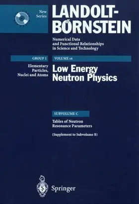  Tables of Neutron Resonance Parameters (Supplement to Subvolume B) | Buch |  Sack Fachmedien