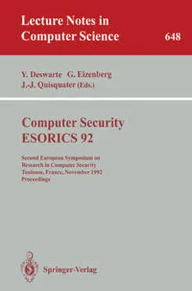 Deswarte / Eizenberg / Quisquater | Computer Security - ESORICS 92 | E-Book | sack.de
