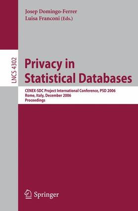 Franconi / Domingo-Ferrer |  Privacy in Statistical Databases | Buch |  Sack Fachmedien