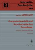 Batori / Wahlster / Hahn |  Computerlinguistik und ihre theoretischen Grundlagen | Buch |  Sack Fachmedien