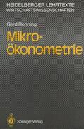 Ronning |  Mikro-ökonometrie | Buch |  Sack Fachmedien