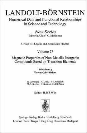 Albanese / Deriu / Greedan |  Various Other Oxides / Verschiedene andere Oxide | Buch |  Sack Fachmedien