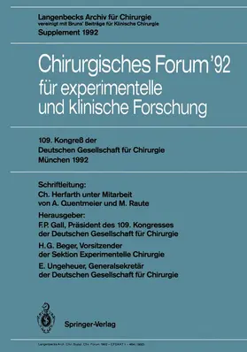 Gall / Beger / Ungeheuer |  Chirurgisches Forum '92 für experimentelle und klinische Forschung | Buch |  Sack Fachmedien