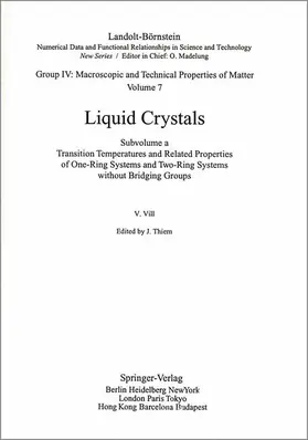 Vill |  Transition Temperatures and Related Properties of One-Ring Systems and Two-Ring Systems without Bridging Groups | Buch |  Sack Fachmedien