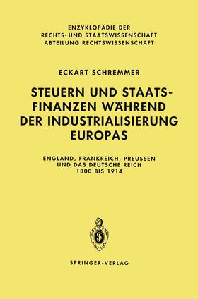 Schremmer |  Steuern und Staatsfinanzen während der Industrialisierung Europas | Buch |  Sack Fachmedien
