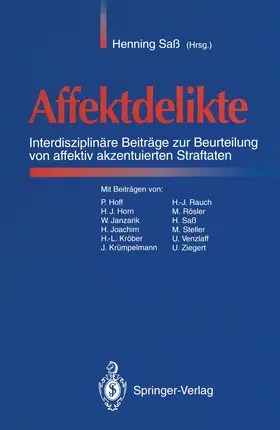 Saß |  Affektdelikte | Buch |  Sack Fachmedien