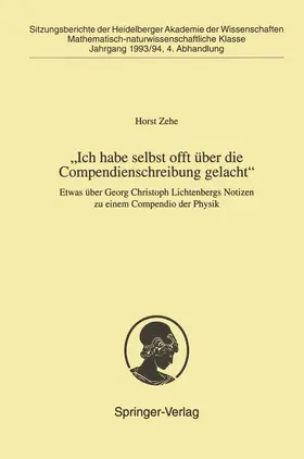Zehe |  "Ich habe selbst offt über die Compendienschreibung gelacht" | Buch |  Sack Fachmedien