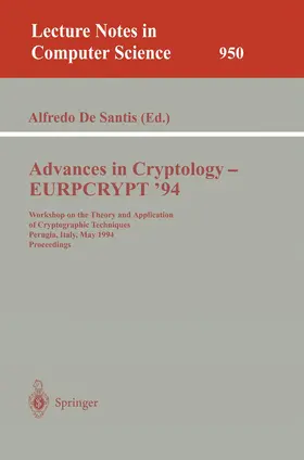 DeSantis |  Advances in Cryptology - EUROCRYPT '94 | Buch |  Sack Fachmedien